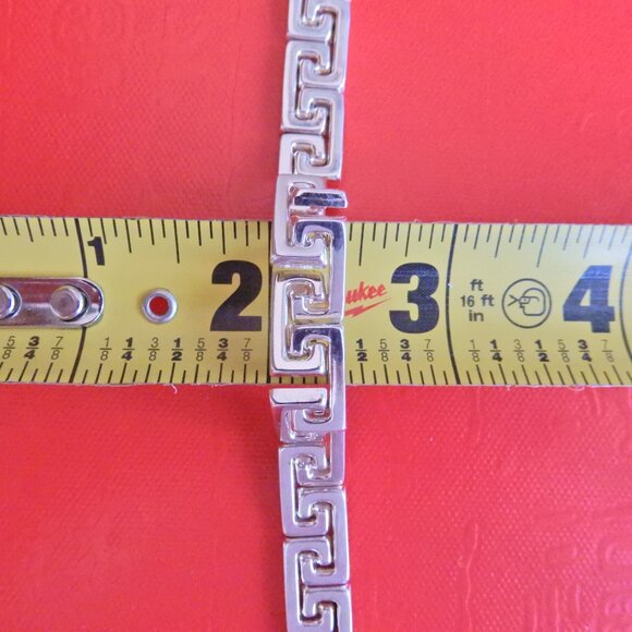 Mint Vtg.Millor Italy 925 Sterling Silver 23.06g Greek Key Bracelet Unisex - Picture 7 of 15